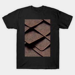 Dark Brown Ornamental Leather Stripes, natural and ecological leather print #49 T-Shirt